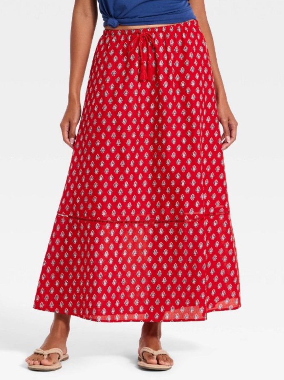 Universal Thread Red Bandana Print Maxi Skirt Cotton